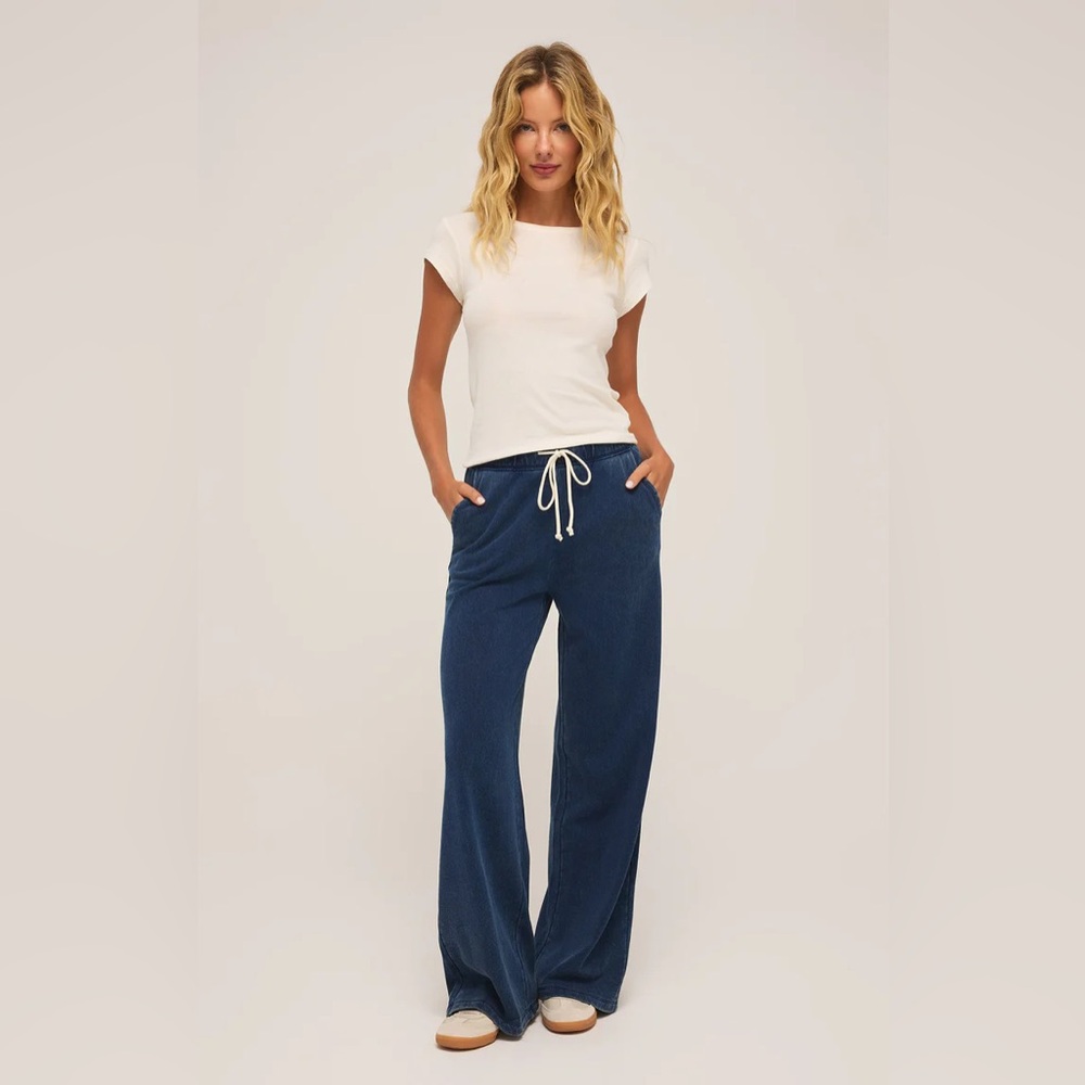 NWT SMALL Z Supply Hunter Denim Knit Pant in Indigo